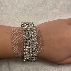 Chunky silver artificial diamond bracelet